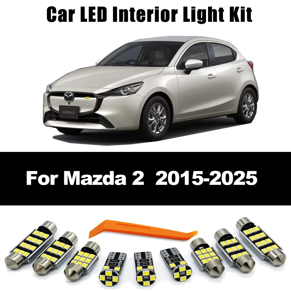 

8Pcs Canbus LED Bulb Interior License Plate Light Kit For Mazda 2 Mazda2 2015 2016 2017 2018 2019 2020 2021 2022 2023 2024 2025
