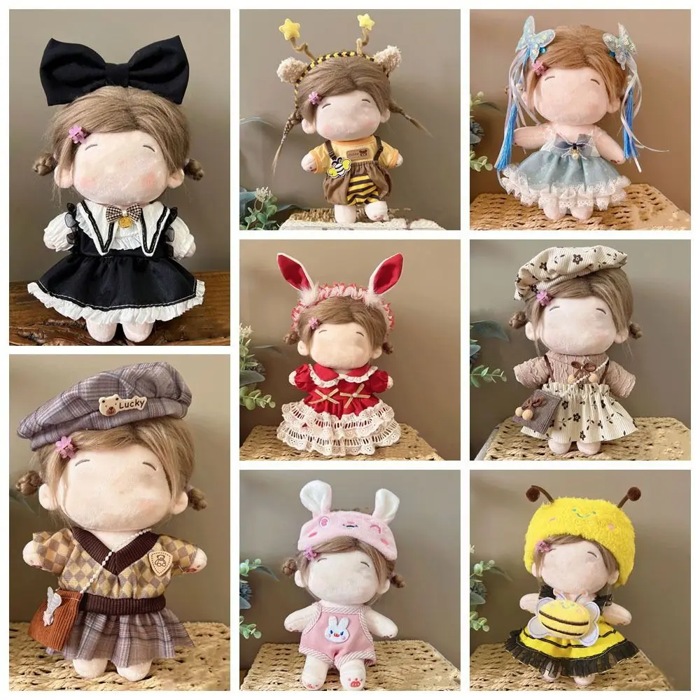 20CM Doll Clothes Multicolor Doll Accessories Miniature Dress Suit Cap Headdress Playing House Doll Headwear Dress Set