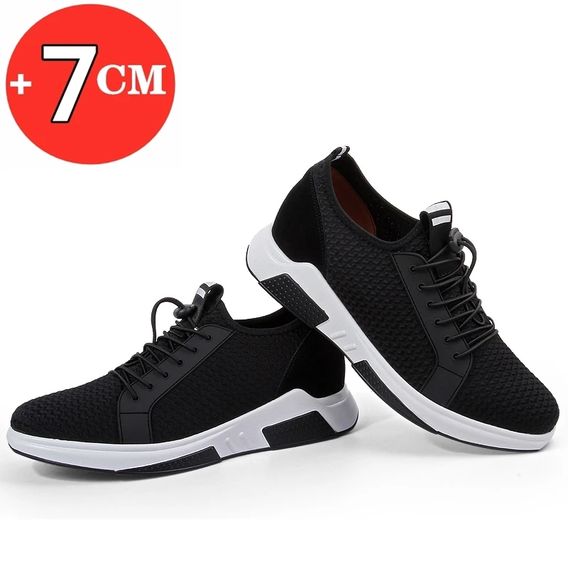 FUQIAO Men Lift Sneakers Summer Breathable Man Sports Elevator Shoes Height Increase Shoes Insole 7-8cm Fashion Casual Shoes