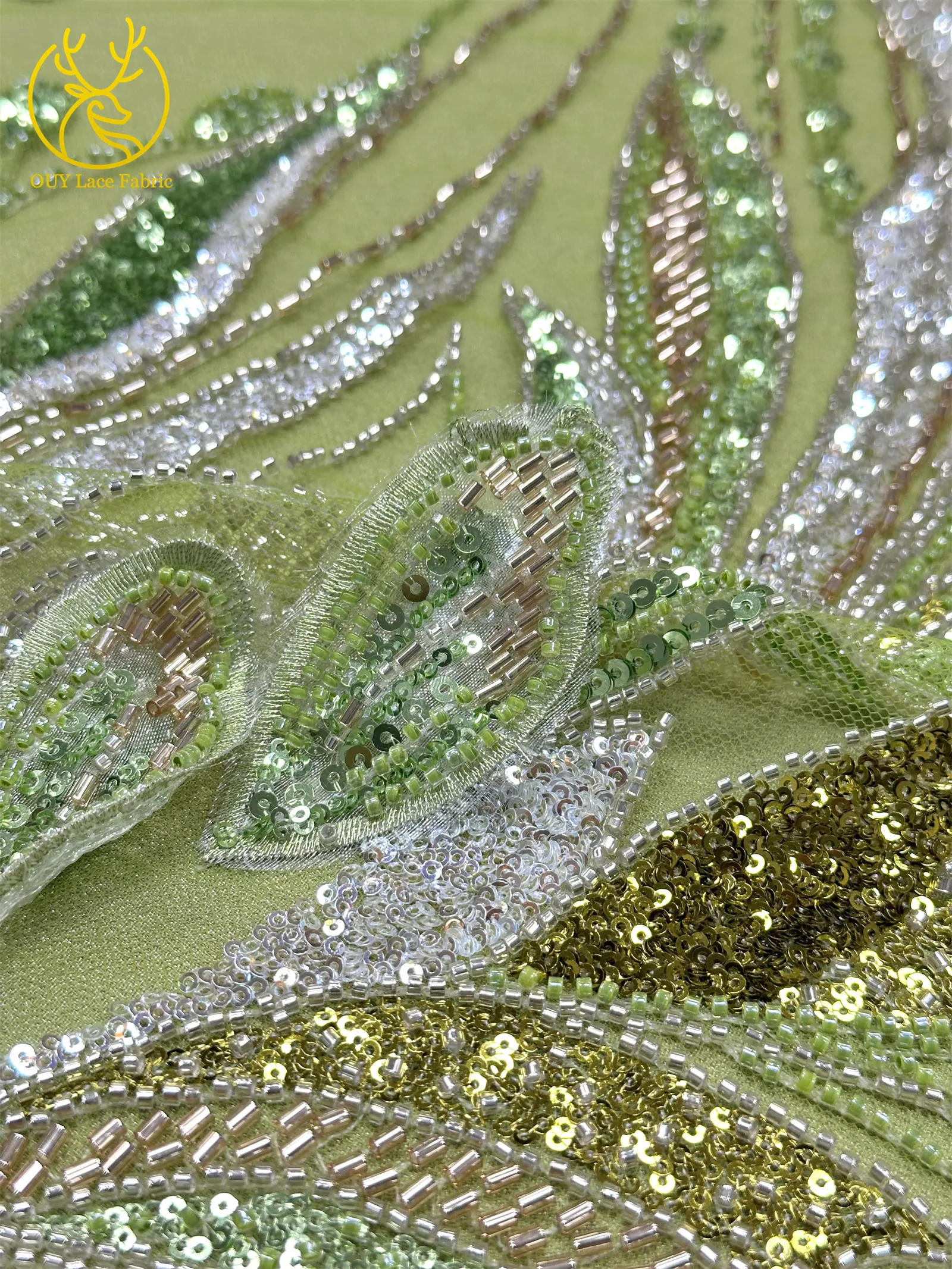 3D Afrikanischer DIY handgefertigter bestickter Perlen-Spitzenstoff, hochwertige nigerianische Pailletten-Französisch-Spitze aus Tüll für Damen-Hochzeitskleider – Detail 14