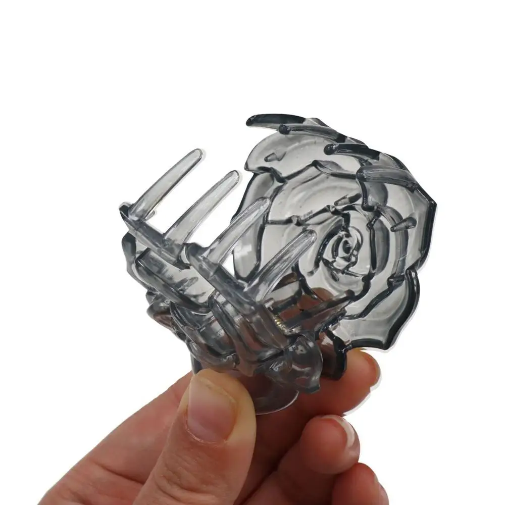 

Transparent Retro Rose Hair Claw Fashion Design Korean Style Flower Hair Clip Hair Accessories Shark Clamp Acrylic Hair Claw