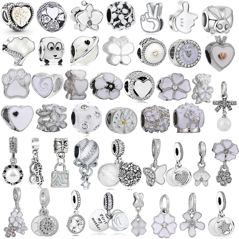 2024 New Silvery Ginkgo Biloba Life Tree Bead String Charm Beads Pendant For Pandora DIY Bracelet Fine Jewelry Accessories Gifts