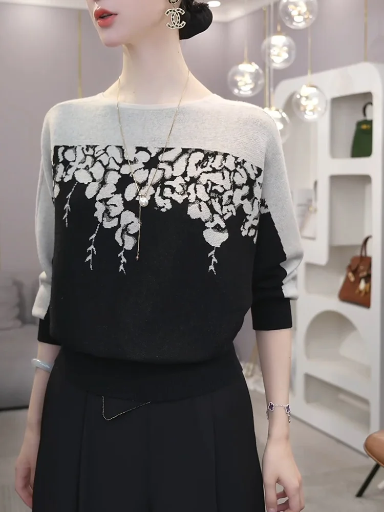 

Вязаный свитер V-образного выреза, повседневный, универсальный, винтажный, больших размеров, женский, с круглым вырезом, удобный, дышащий, влагоотводящий