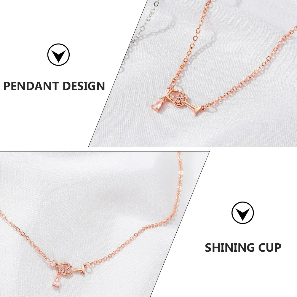 

Cup Necklace Goblet Pendant Zircon Wine Bottle Design Elegant Travel Accessories Woman Neck Jewelry Woman Necklace