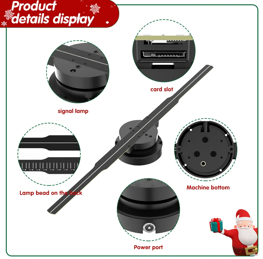 42 سنتيمتر واي فاي ثلاثية الأبعاد جهاز عرض هولوجرام مروحة التحكم عن بعد واي فاي ثلاثية الأبعاد جهاز عرض (بروجكتور) ليد عرض لاعب الثلاثية الأبعاد الإعلان العارض #5