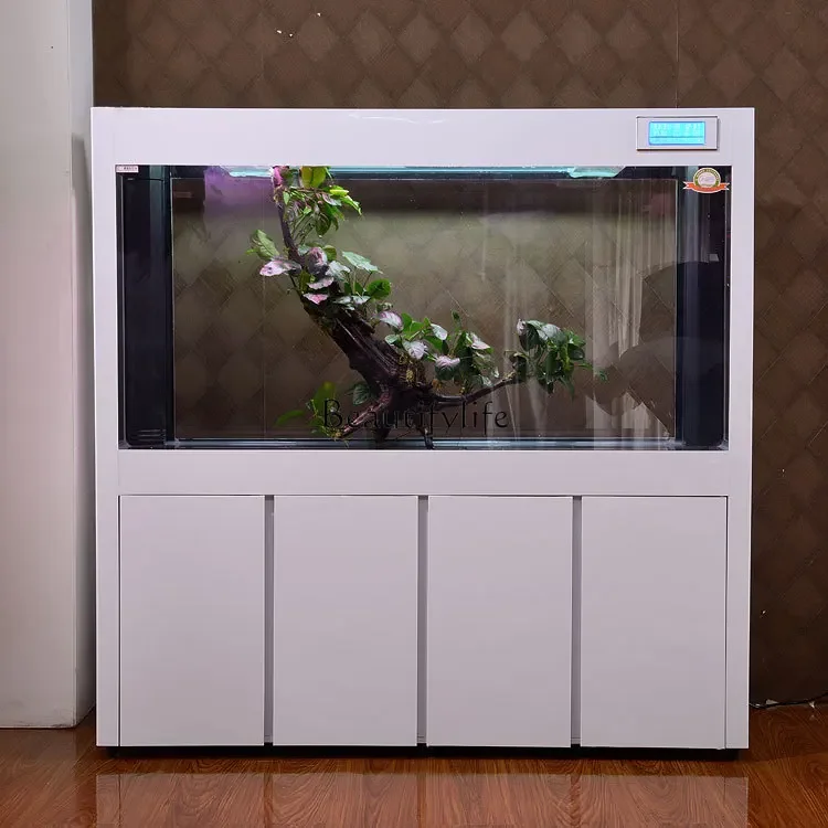 

Living Room Home Office Rectangular Ultra-White Glass Bottom Filter Fish Tank Large and Medium Size Aquarium