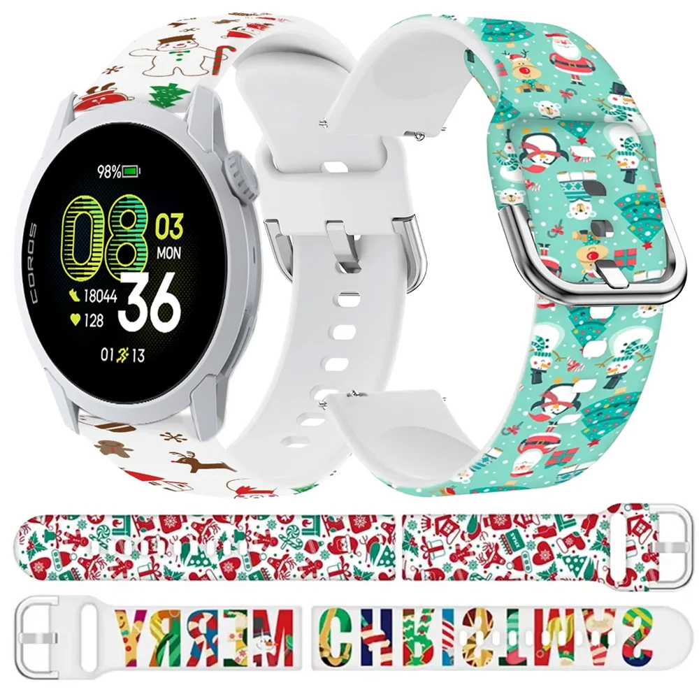 20/22 mm Silikonarmband im Weihnachtsstil für Suunto Vertical 2/Run/Race 2 S, bequemes Armband, COROS APEX 4 42 mm PACE 4-Pro