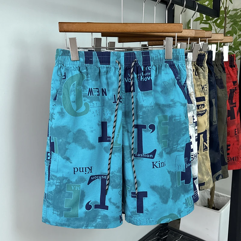 

2026 New Shorts For Men's Summer Pants Thin 100% Cotton Five-point Pants Trendy Casual Beach Pants American Large Pants Printing