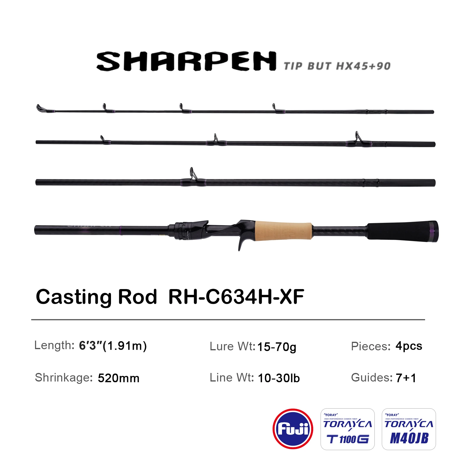 PURELURE 4ピース ロッド SHARPEN RH-684ML-MF PURELURE SHARPEN ソフトルアー ロングスピニング＆キャスティング XF