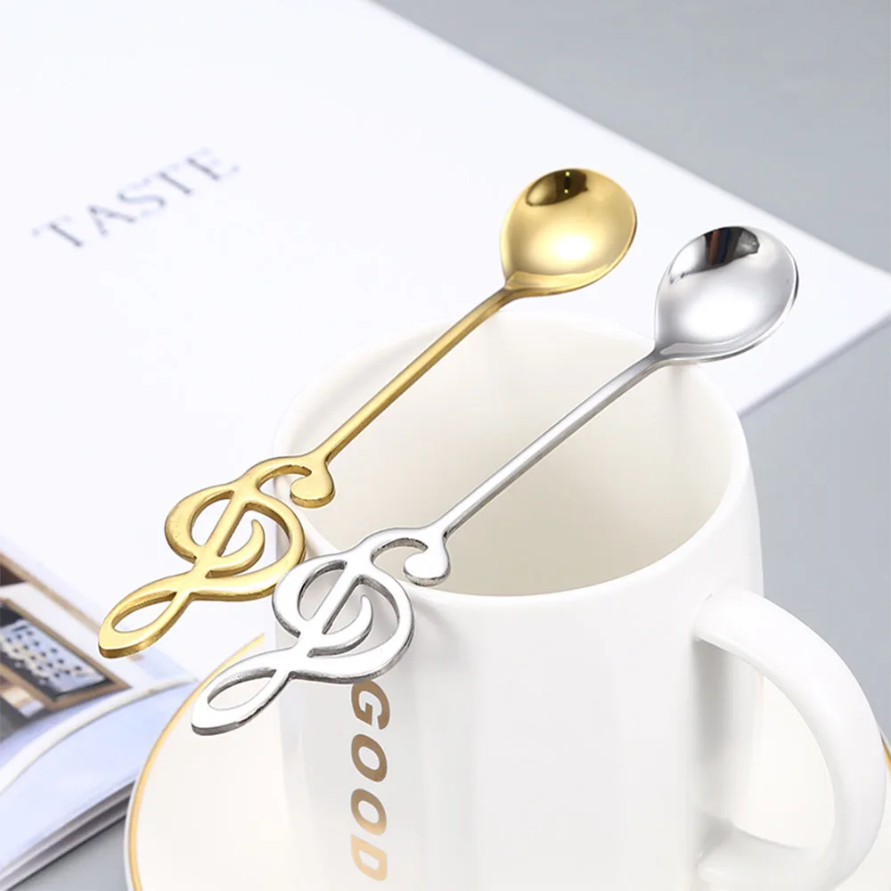 1PC 304 Stainless Steel Musical Notes Coffee Spoon Gifts Stirring Cup Spoon Ice Cream Teaspoon Dessert Spoon Kitchen Accessories