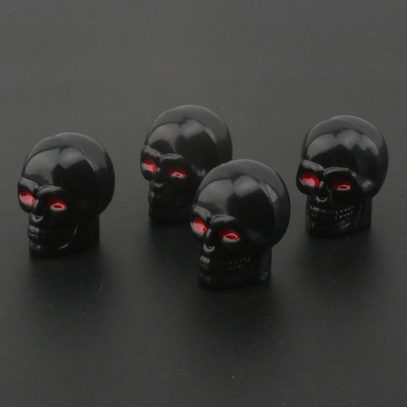 4pcs Skull Shape Car Valve Caps Wheel Valve Cap Auto Tyre Air Valve Stem Caps Dust Cover For Bike Car Vehicles Styling Wheels