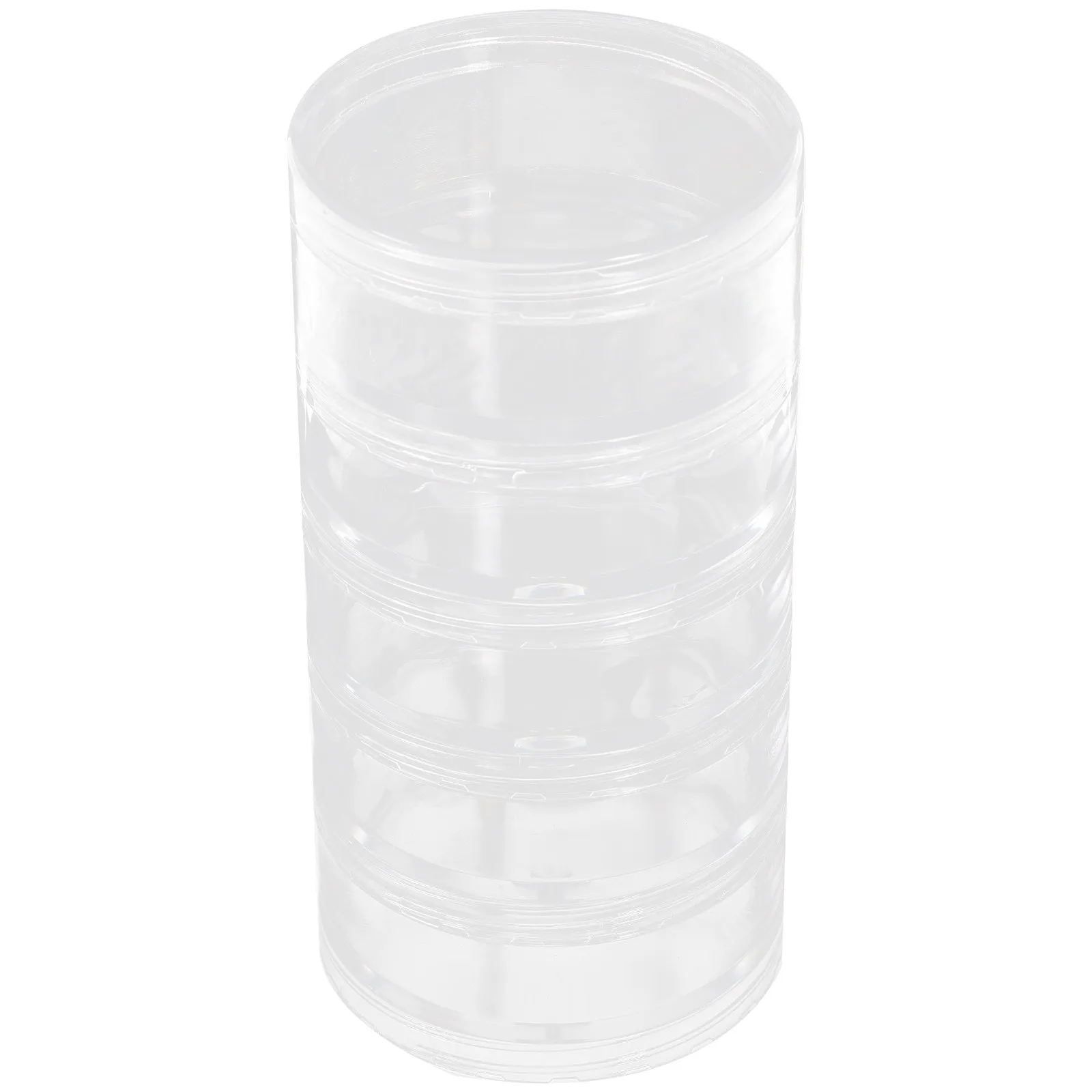 

5-Piece Large Capacity Stackable Transparent Round Plastic Container Box for Jewelry Beads Cosmetics Pills Sewing Supplies
