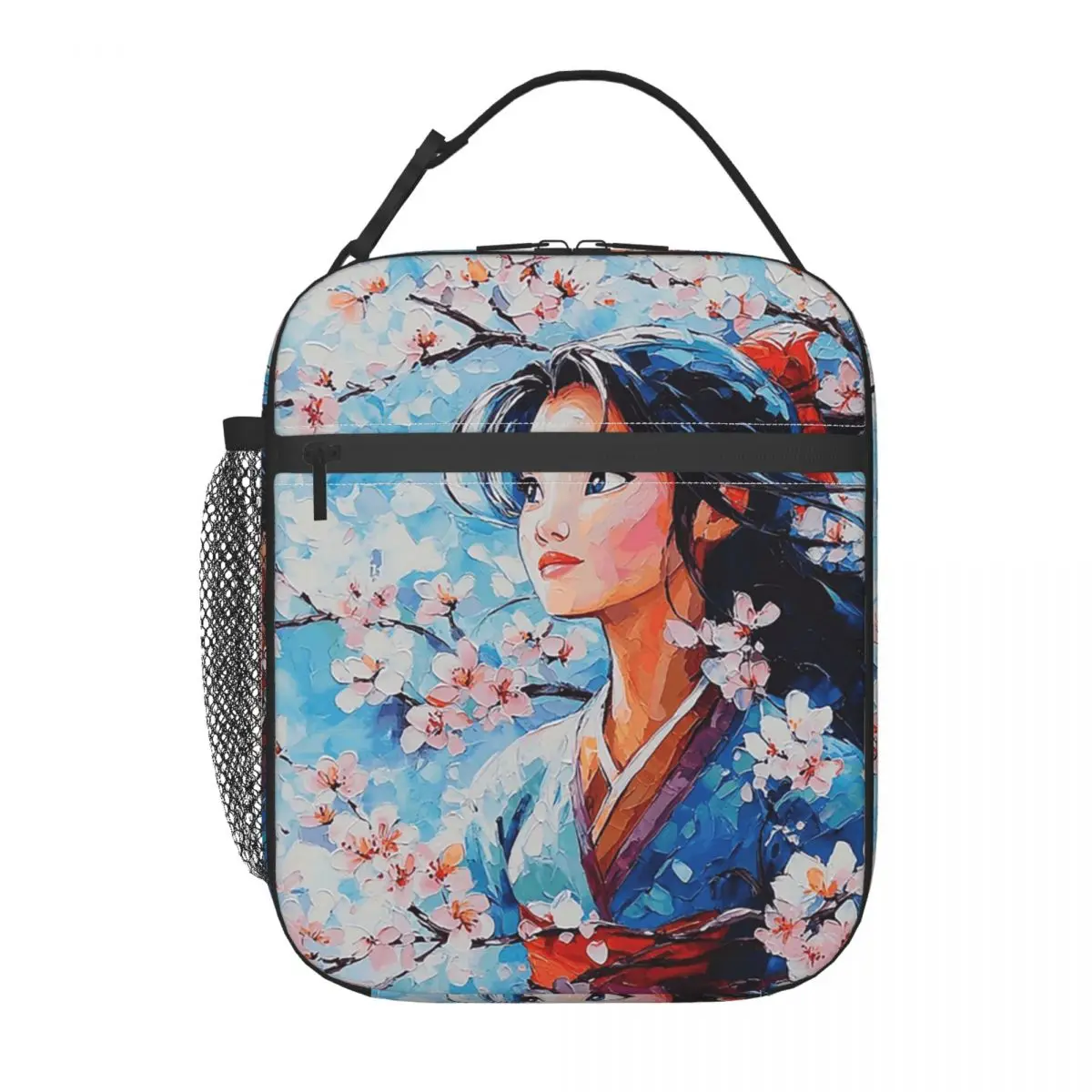 

Custom Mulan Cherry Blossom Thermal Insulated Lunch Bag Women Portable Bento Box for Outdoor Picnic Storage Food Tote Bags