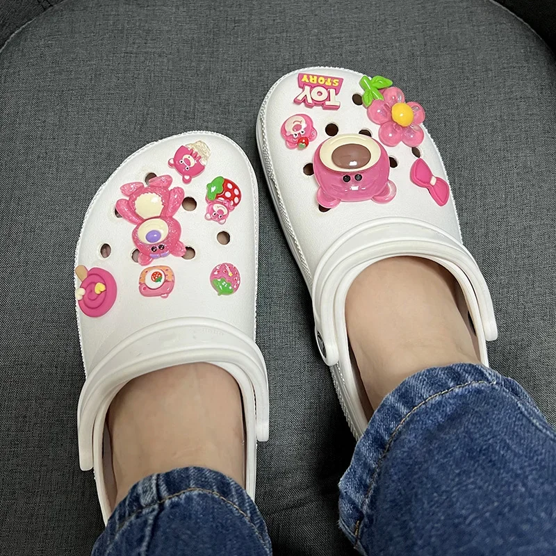 Potdemiel Disney Strawberry Bear Set Accessories Shoe Charms Buckle Set Cartoon Classic Character Kawaii DIY Charm Gift image 3