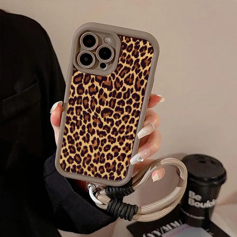 Leopard Print Hang Strap Case for Samsung Galaxy A55 A54 S24 S23 Ultra S22 Plus S21 S20 FE A35 A34 A23 A24 A52 A53 A51 A32 Cover