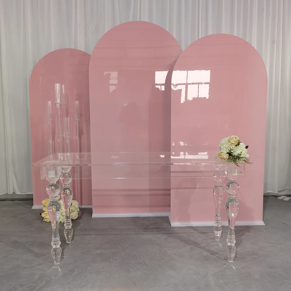 2022 Pink Acrylic Panel Round Shape Backdrop Stand Baby Shower For Birthday Party Event Decoration