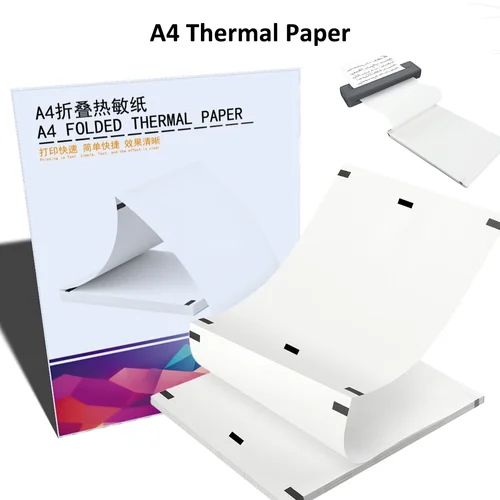 Imagen 2 del producto Papel térmico A4 de 100 hojas, plegable para impresoras portátiles, ideal para uso en oficina, hogar y escuela