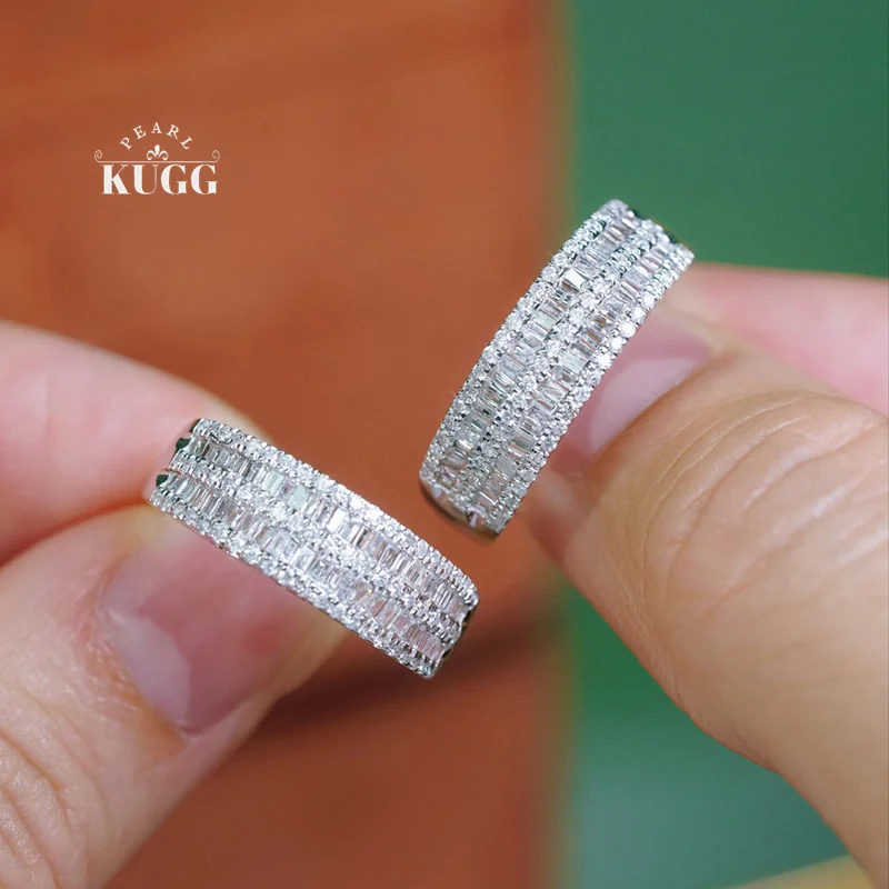 

KUGG 100% 18K White Gold Rings Classic Design 0.50carat Real Natural Diamond Engagement Ring for Women High Wedding Jewelry