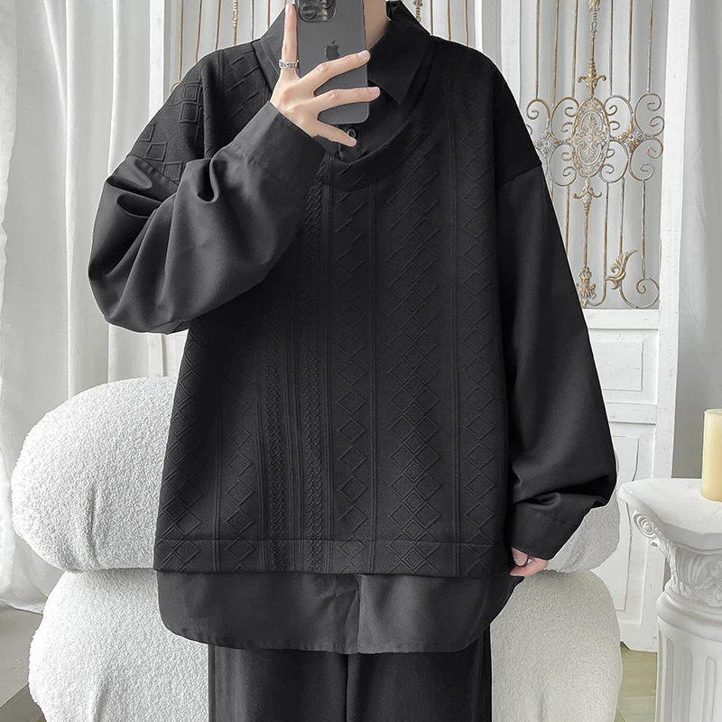 

Мужская свободная толстовка с длинными рукавами в американском университетском стиле, с пэчворком, модная брендовая повседневная верхняя одежда для молодежи