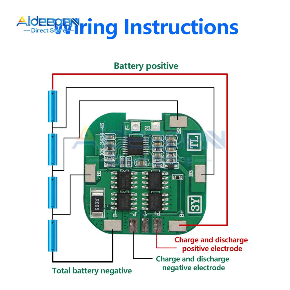 4S BMS 8A 14.8V 18650 Li-ion Lithium Battery Charge Board Square PCB Short Circuit Protection For Drill Motor/Power Bank/LED