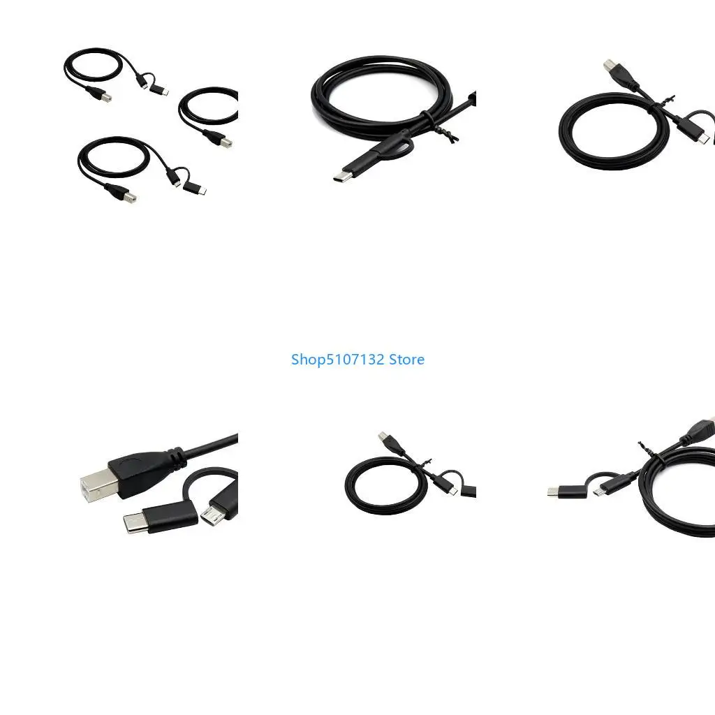 87HD Type C/Micro USB Male to USB-B Male Data Cable Cord Universal for Phones Printer
