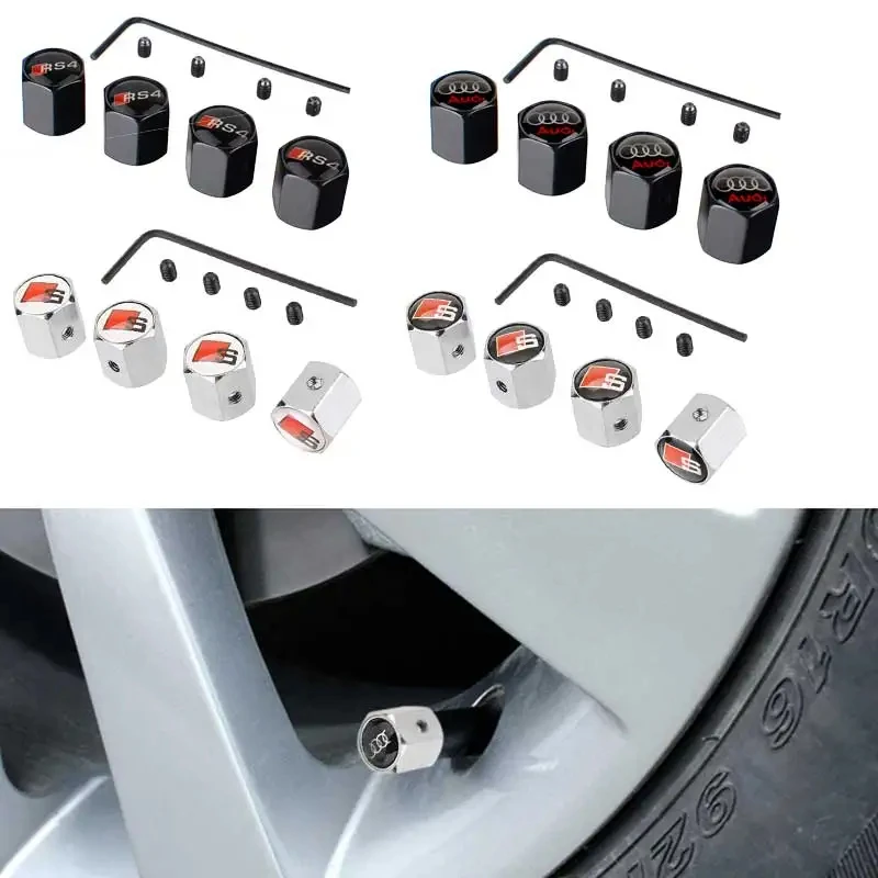 Anti-theft Car Tire Valve Caps Wheel Air Covers for Audi Sline A3 A4 A5 A6 A7 Q3 Q5 Q7 S3 S4 S5 S6 S7 RS3 RS4 RS5 RS6 TT TTS