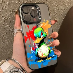 For iPhone 16 15 14 13 12 11 Pro Max Case Anger Rabbit Duck Matte Laser Phone Cover For iPhone 16 7 8 Plus X XS XR SE 2022 Cover