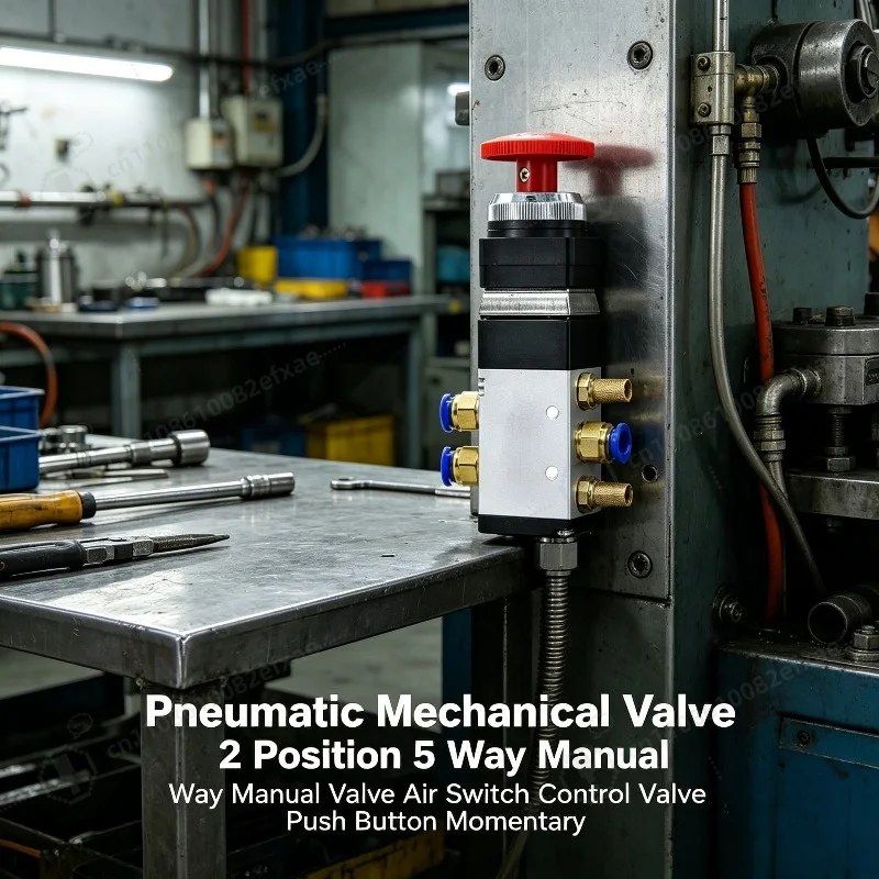 2 Position 5 Way Pneumatic Mechanical Valve Manual Push Button Air Switch Control Valve Momentary Reset for Cylinder
