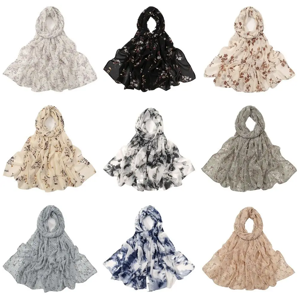 

Light Luxury 180cm Long Shawl Skin-friendly Floral ​Scarf Chiffon Printing Wrap Hijab for Woman