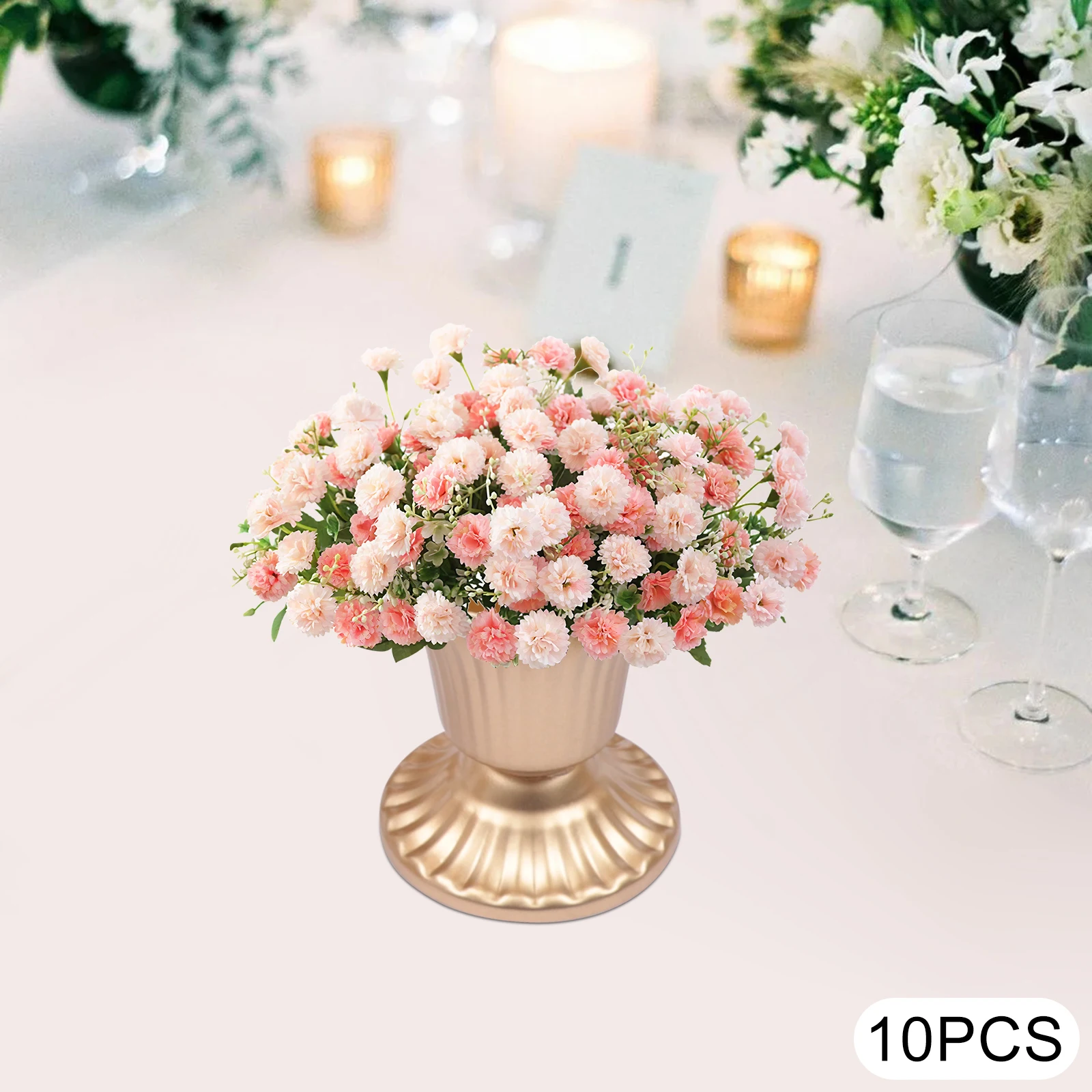 10 個ゴールド 8.8 センチメートルトランペット結婚式フラワースタンド宴会テーブルトップ装飾花ベース小さな花瓶