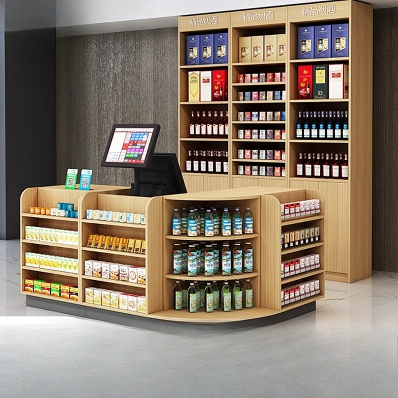 

Supermarket checkout page desk Tobacco and wine cabinet store Simple and modern combination store Bar display cabinet