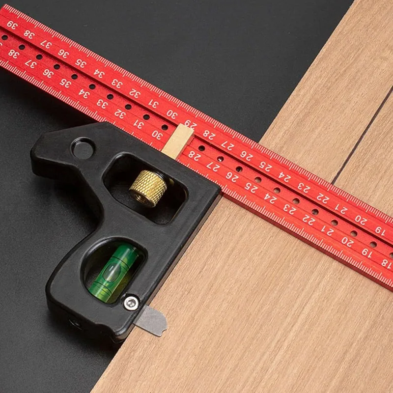 Heavy Duty Woodworking Combination Angles Ruler 90/45 Degree Angles Carpenter Square Adjustable Angle Gauges Measuring Tools