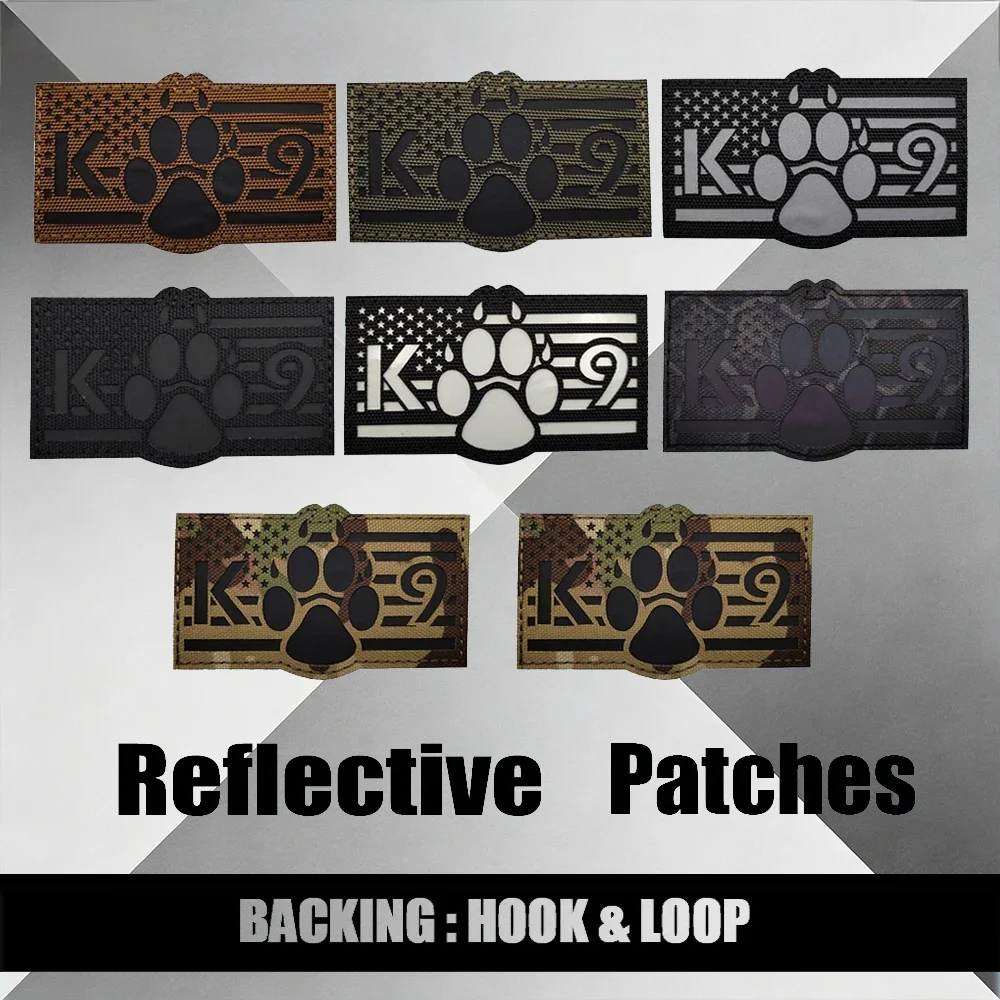 

Тактические светоотражающие ИК-нашивки с флагом США для собак (K9) на липучке для ночного распознавания, для курток, плеч, DIY, пришивные