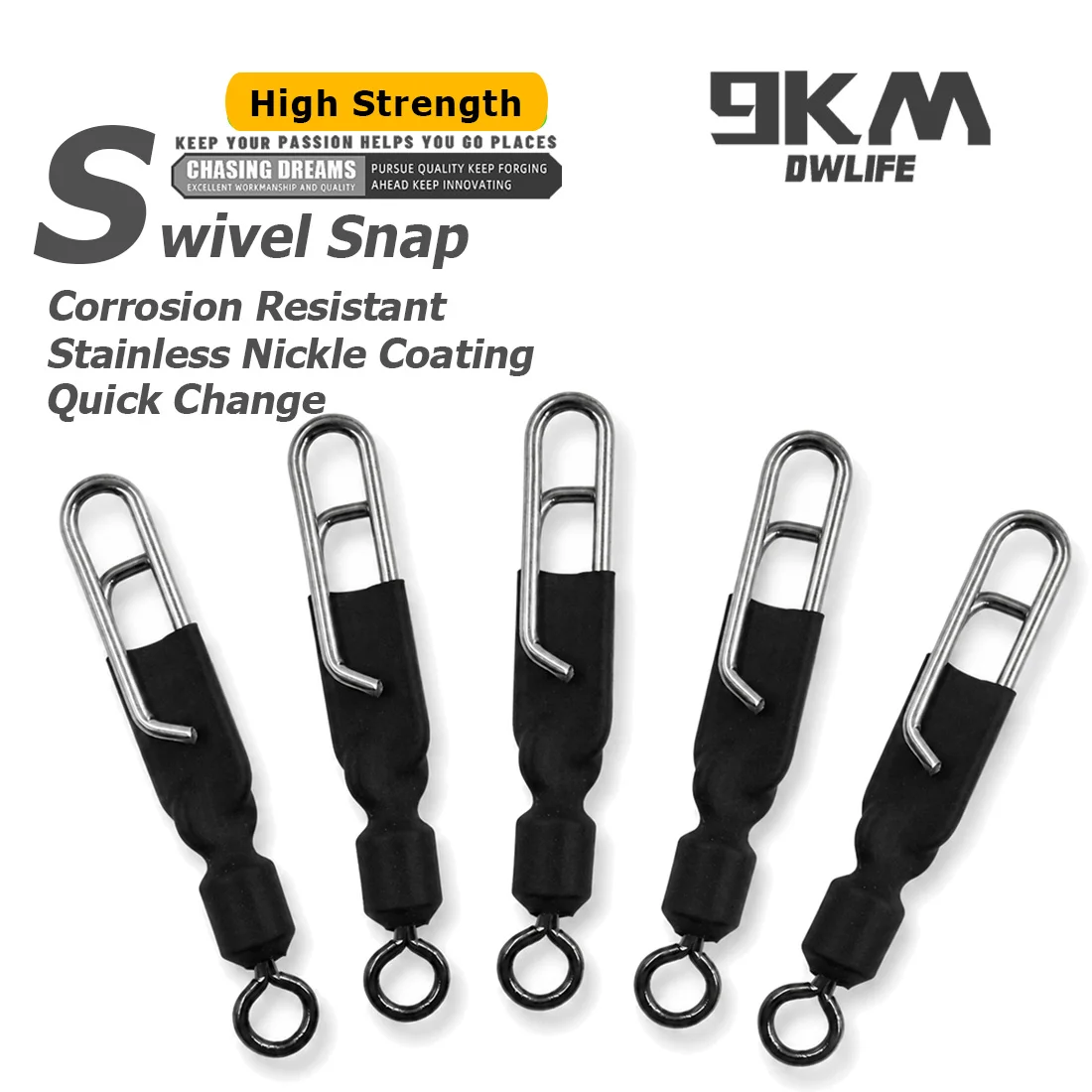 9KM Barrel Swivel Snap 15-30 Stück Angelwirbel-Schnappverbinder Schnellwechsel für Salzwasser- und Süßwasserangeln