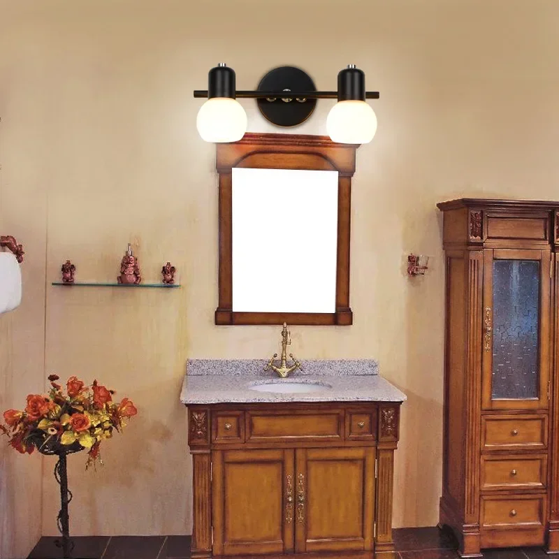 American LED Mirror Front Lights Bathroom Vanity Cabinets Mirror Cabinet Lights Retro Bedroom Lighting Fixtures Front Lights view 4
