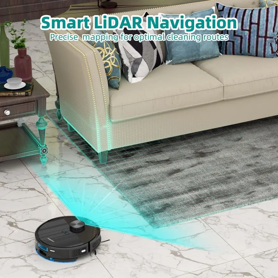 مكنسة كهربائية مع ممسحة ذاتية التفريغ 70 يومًا، محطة تفريغ ذاتي 2.5 لتر، تطبيق Lidar Navigation WiFi Alexa، تعزيز السجاد، 4 #6
