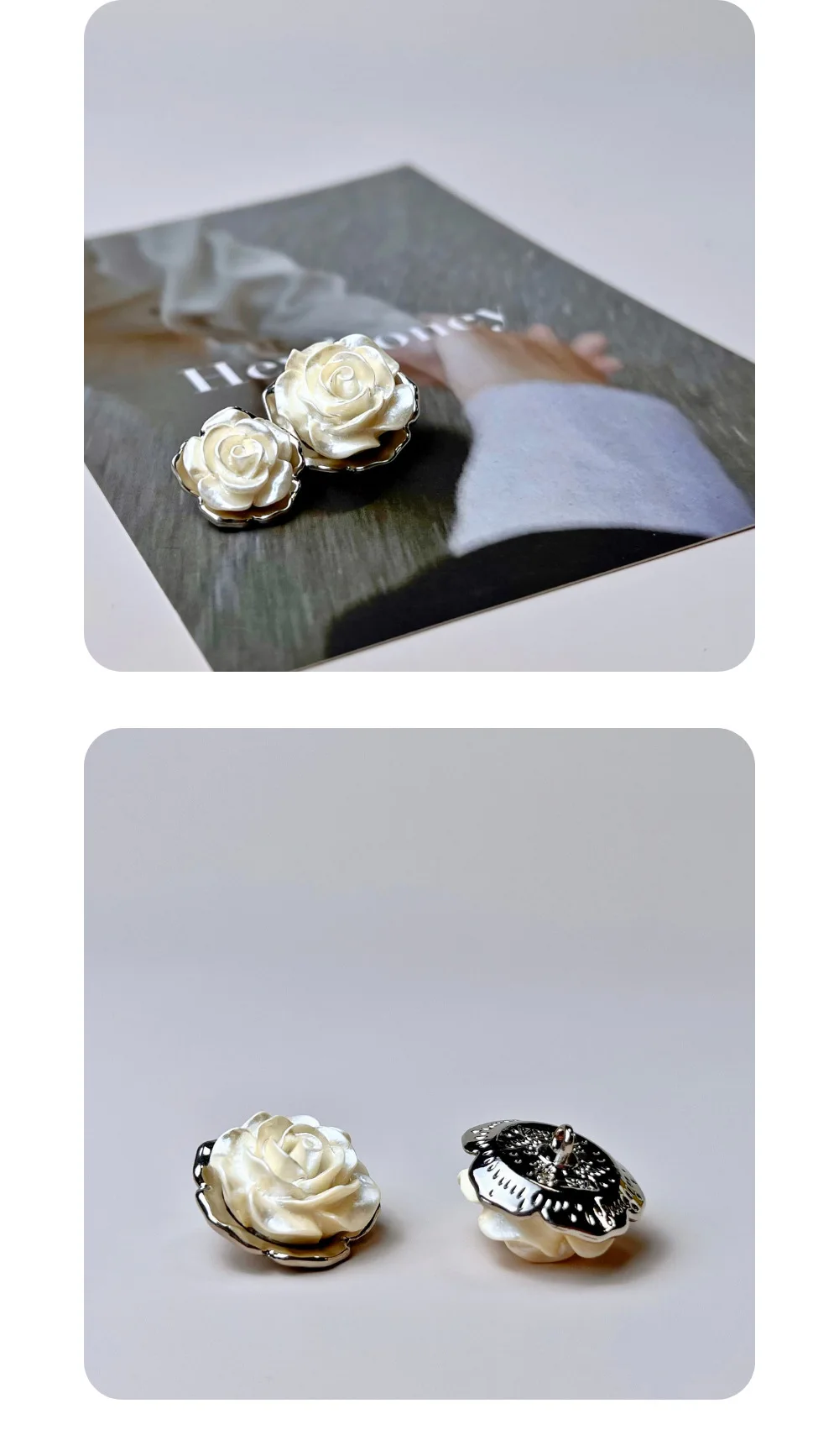 10 Stück Metallknöpfe zum Nähen, Kleidungszubehör, DIY-Handwerk, dreidimensionale Rosen-Dekorationsknöpfe, Knöpfe in Blumenform, 18 mm/23 mm – Detail 7