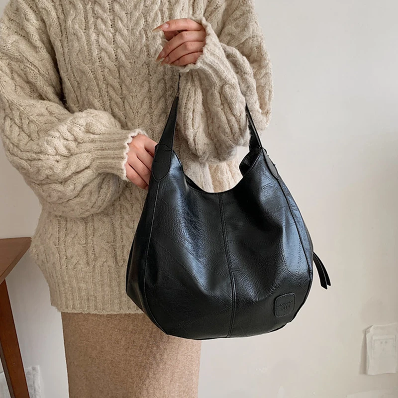 Vintage Women's Bag PU Leather Large Capacity Marble Grain Shoulder Bag Daily Commuter Handbag Shopping Totes