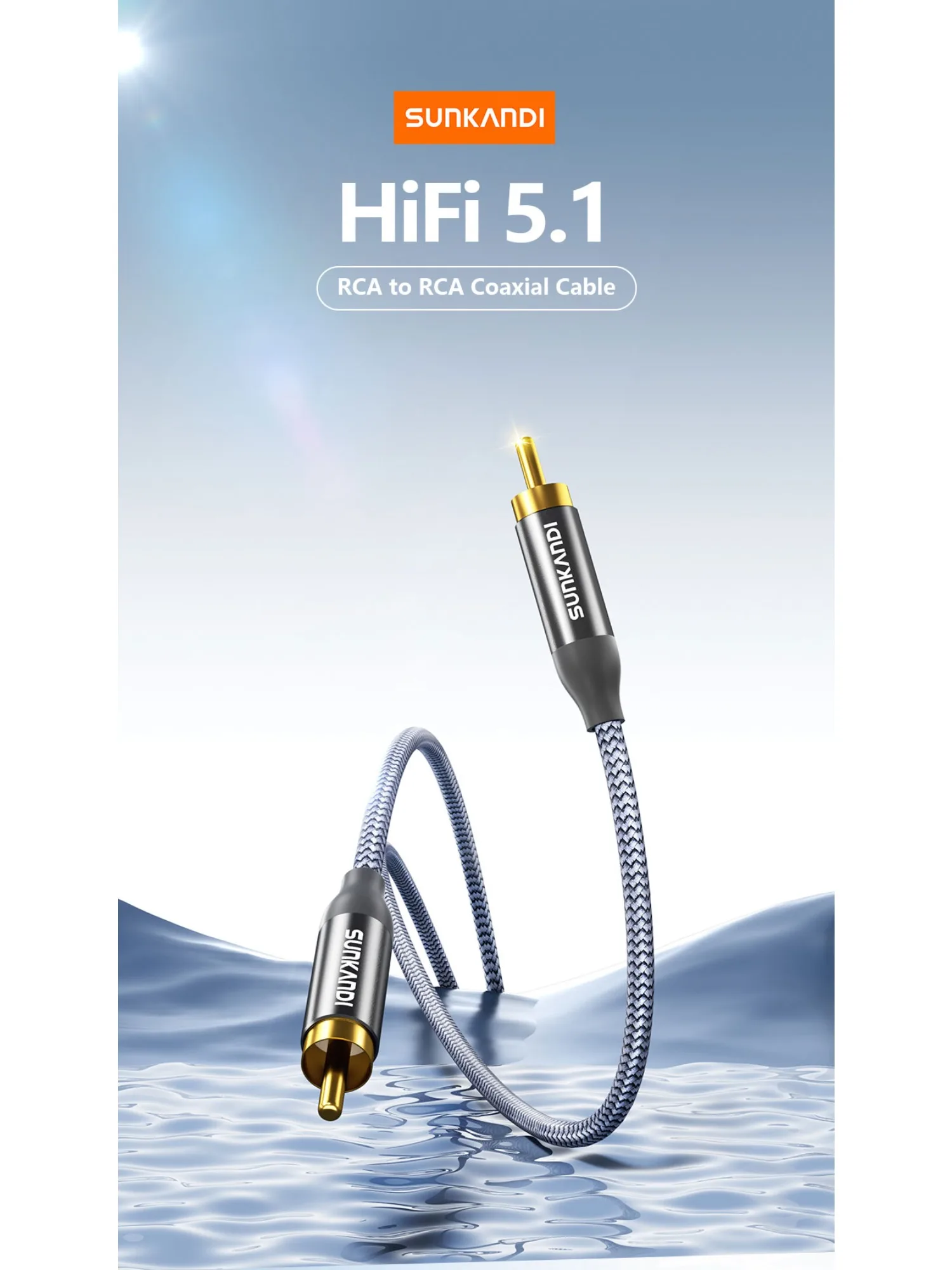 Câble audio SUNKANDI RCA vers RCA, cordon audio stéréo RCA mâle vers RCA mâle pour home cinéma, HDTV, haut-parleurs amplificateur