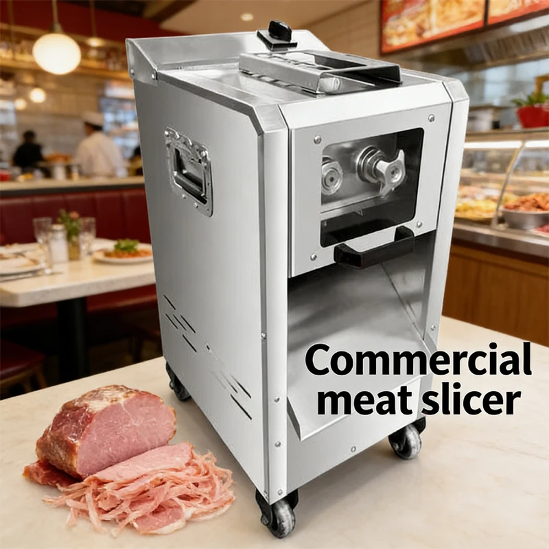 Commercial Kitchen Automatic Vertical Fresh Meat Slicer Process Pork Beef Fish Chicken Breast For Restaurant Canteen Meat Slicer