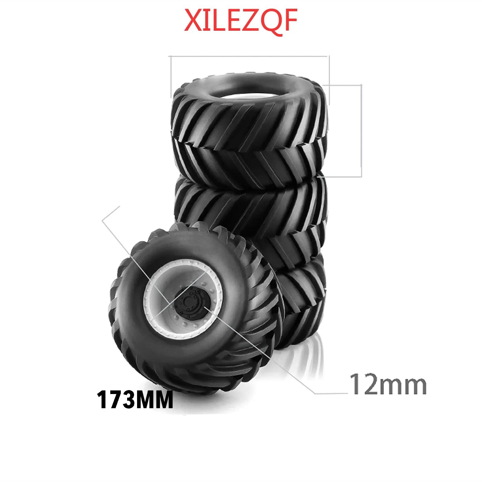 1/8 شاحنة المطاط الإطارات ث/17 مللي متر عرافة البلاستيك عجلة ريم 173 مللي متر/91 مللي متر المطاط الصخور الإطارات مجموعة صالح ل Traxxas Maxx Tmaxx E-Revo 3.3 #3
