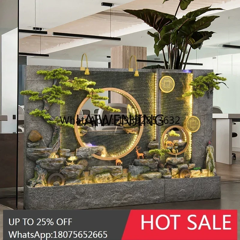

B1 water curtain wall rockery flowing water fountain hotel screen landscape ornament