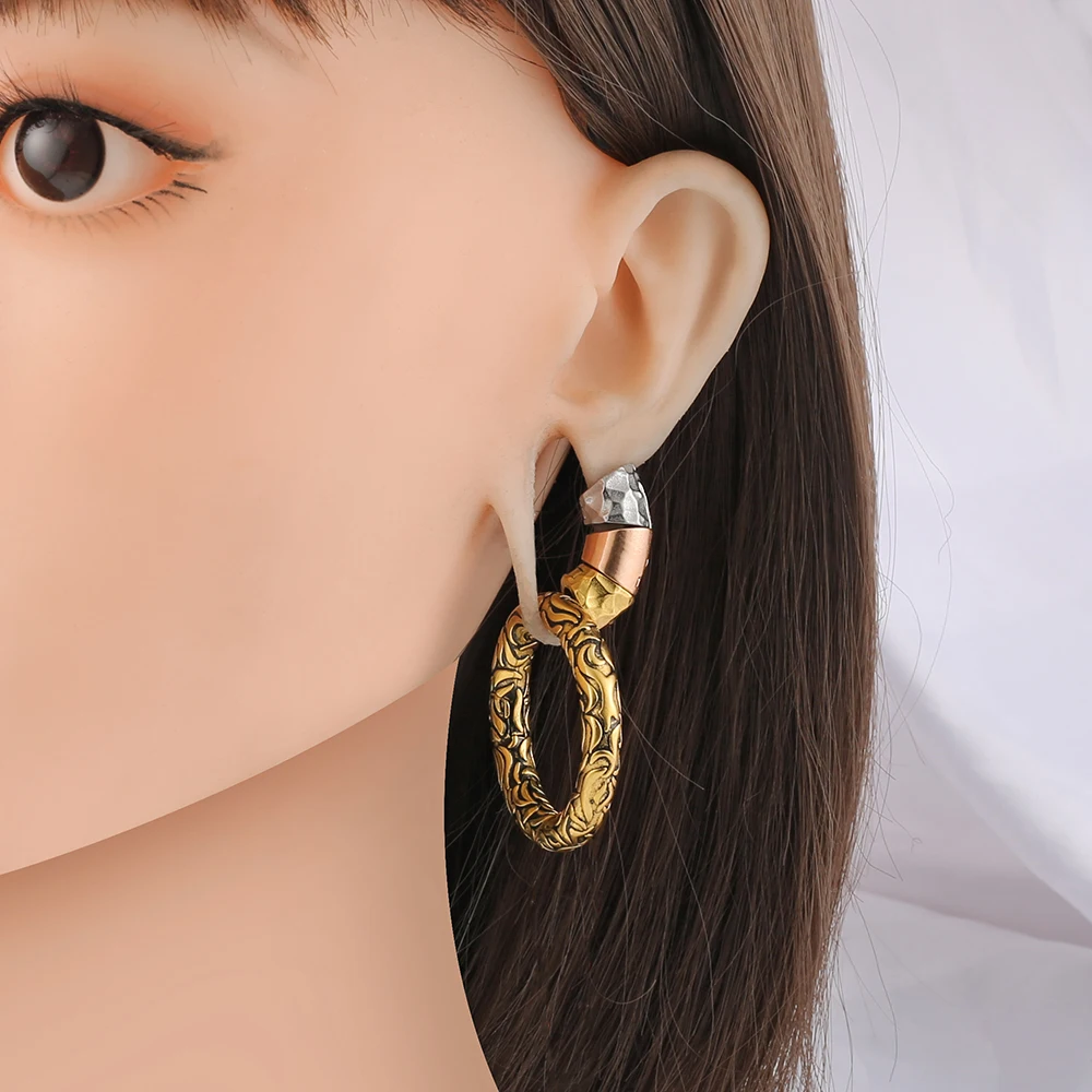 Hammered Stainless Steel Ear Weights, 1/2Pcs Set