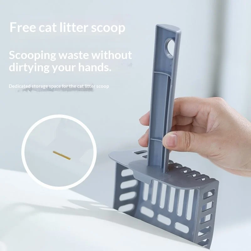 Caja de arena grande para gatos con tapa abatible antisalpicaduras - imagen 5