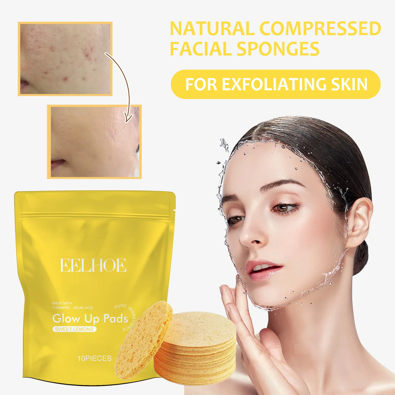 Turmeric Cleansing Pad Deeply Cleanses Skin Removes Dirt  Acne Treatment Controls Oil and Softens Exfoliated Tender Skin 10Pads