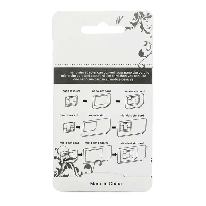 Adaptador de tarjeta Nano Micro SIM 4 en 1, Pin de expulsión para iPhone 7, 6, 6S Plus, 5, 4, Samsung, Huawei y teléfonos HTC, 500 set/lote