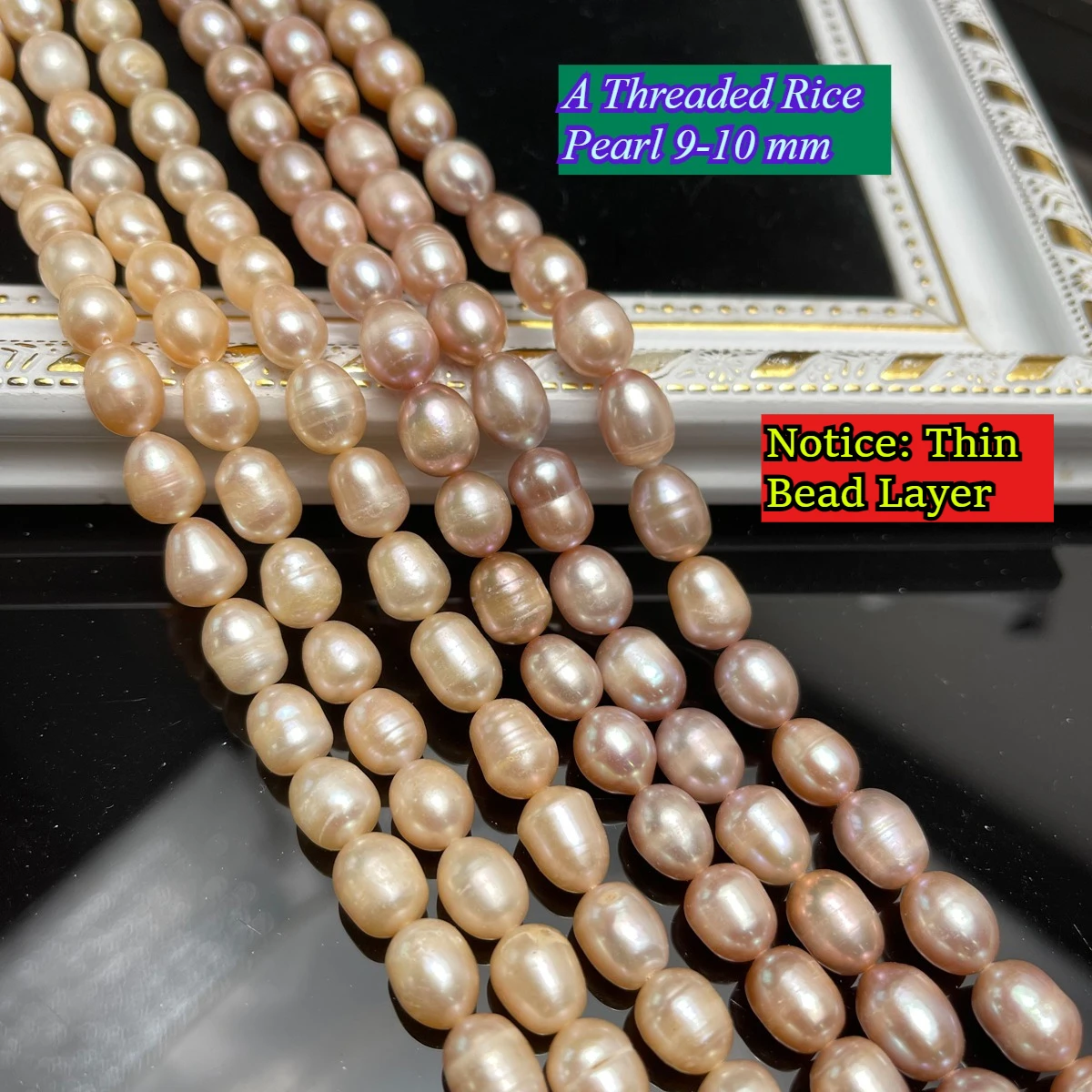 

Threaded Pearl Natural Freshwater Pearl Rice Pearl 9-10 mm For Jewelry Making DIY Bracelet Earrings Necklace Accessory