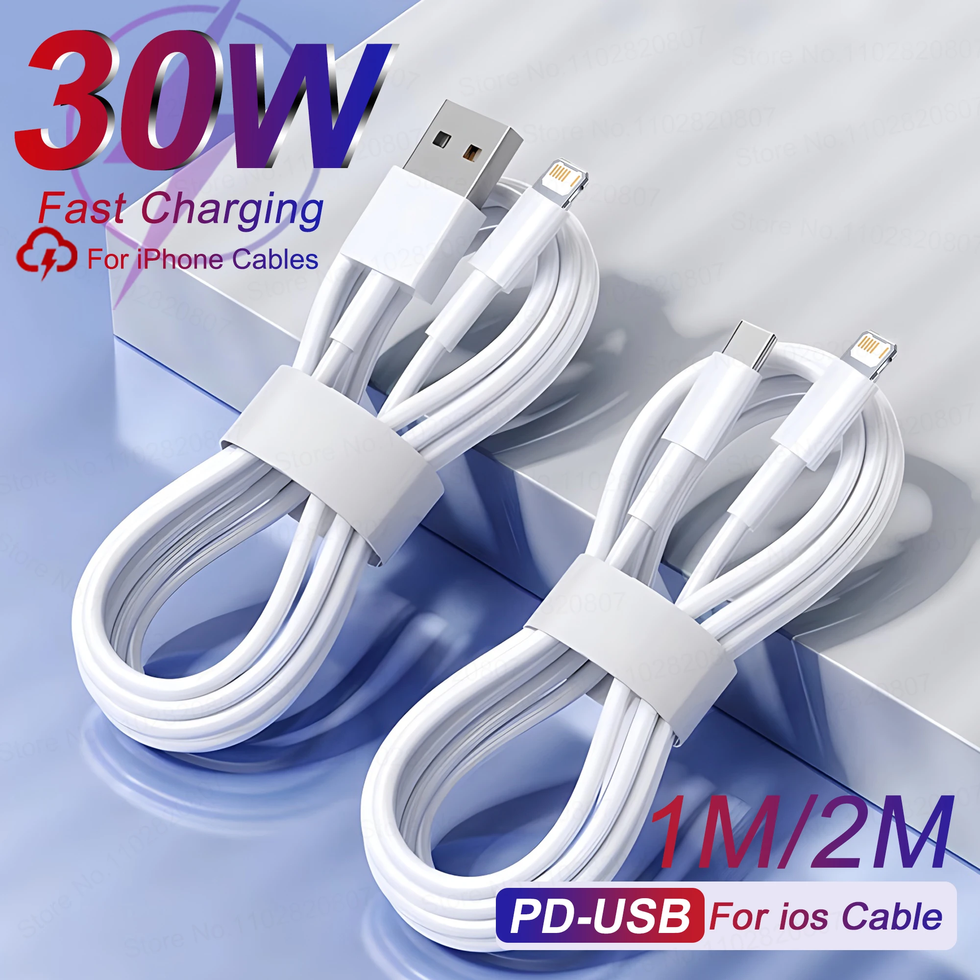 30W For APPLE USB Cable 2M Fast Charging For iPhone 14 12 11 13 Pro Max 8 Plus XS XR Data Line Type C Cables Charger Accessories