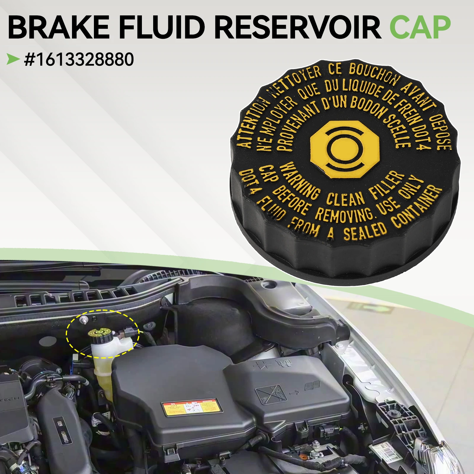 1pc Car Brake Fluid Reservoir Bottle Tank Cap Cover For Citroen C5 C6 Toyota Corolla Peugeot 206 306 307 308 408 508 1613328880 - view 3
