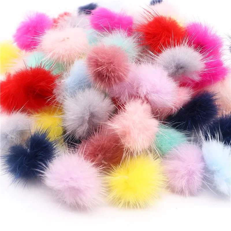 25mm-40mm Fur Pom Pom Real Mink Pompom Fur Balls Diy Pompon for Sewing on Keychain Scarf Hats DIY Jewelry Accessories